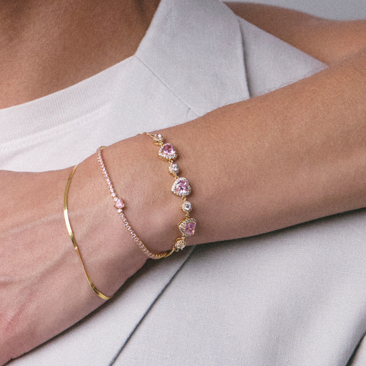 PULSERA PINK HEARTSTONE - 7542