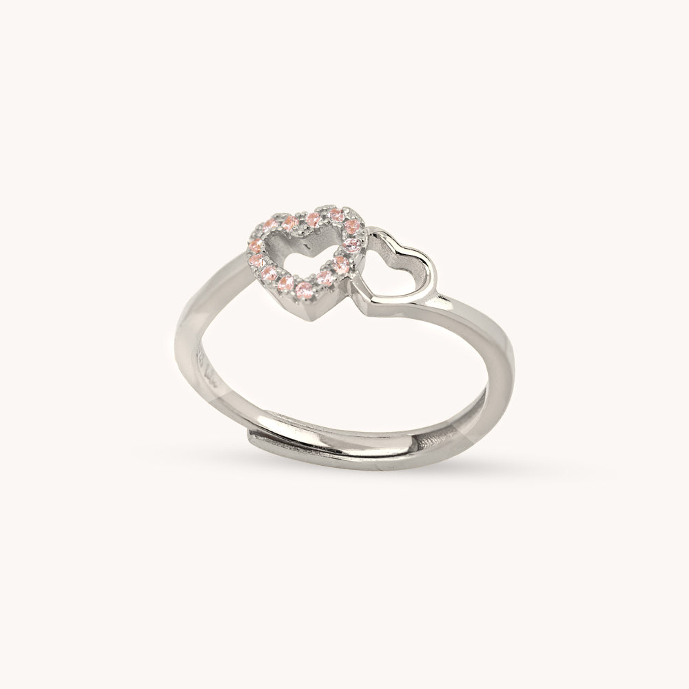 ANILLO DOUBLE HEART SILVER - 7805