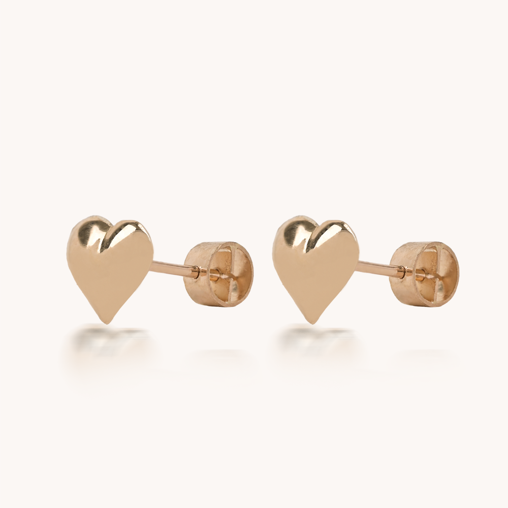 ARETES CORAZÓN ORO 18K PARA BEBÉ - 7908