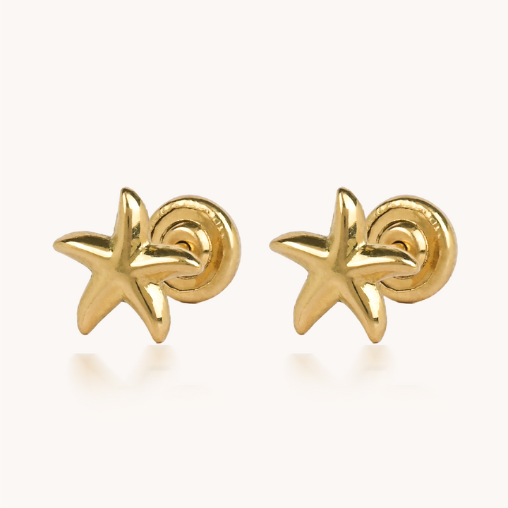 ARETES ESTRELLA DE MAR ORO 18K PARA BEBÉ - 8339