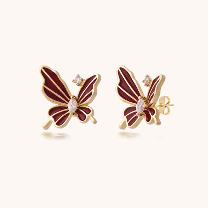 ARETES BURGUNDY BUTTERFLY - 9972