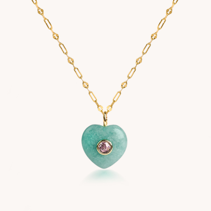 COLLAR GEM HEART GREEN - 9930