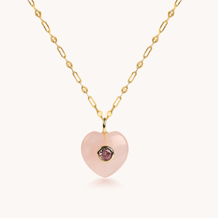 COLLAR GEM HEART PINK - 9931