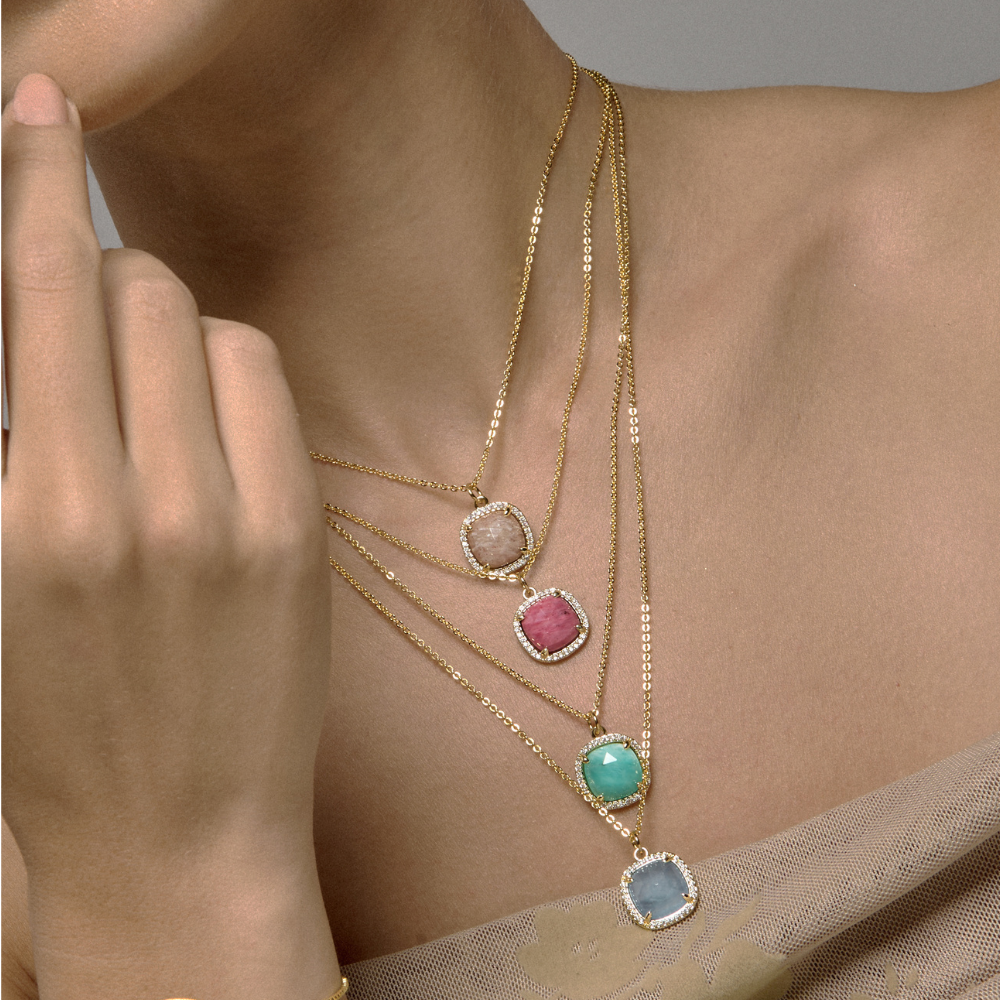 COLLAR SQUARE AGATA AZUL - 10802