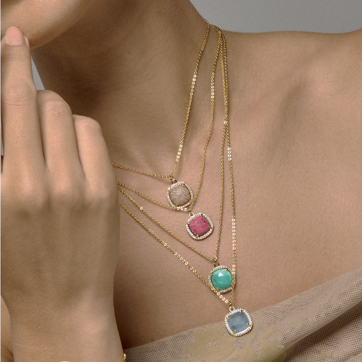 COLLAR SQUARE AGATA AZUL - 10802