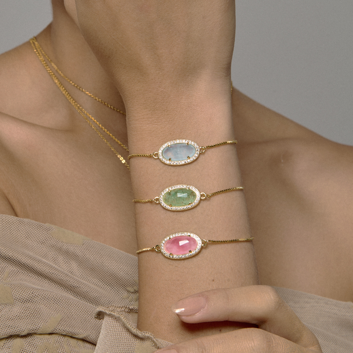 PULSERA OVAL AGATA ROSA - 10795