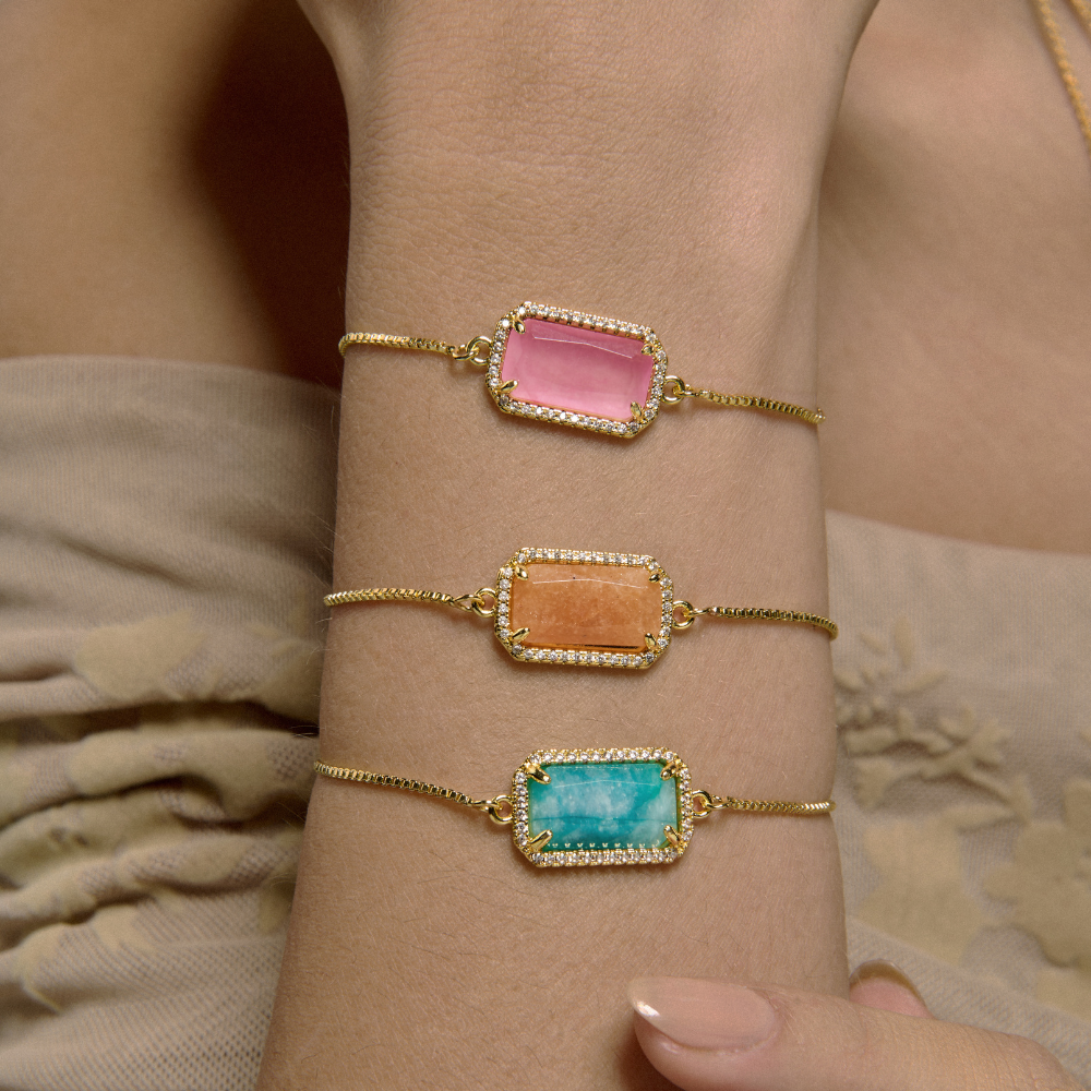 PULSERA SQUARE AGATA AZUL - 10785