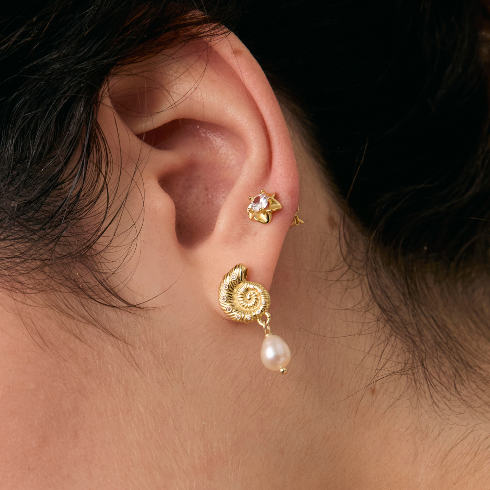 ARETES CARACOLA GOLDEN - 8619