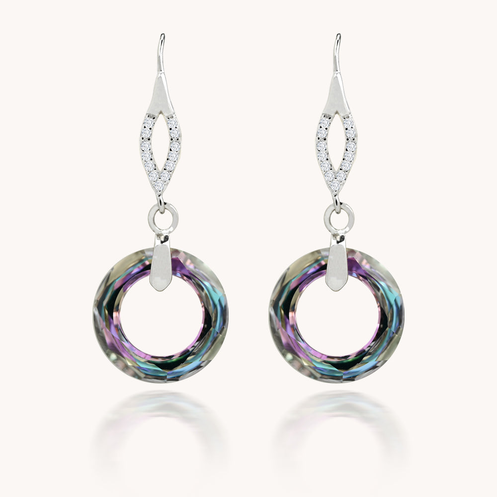 Malanda Swarovski Crystal Volcano Earrings ARETES ROUND LILE 2270